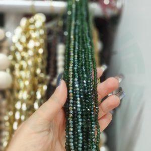 مهره کریستال تراش سایز 4 رنگ سبز یشمی هفت رنگ (ریسه ای)