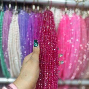 مهره کریستال تراش سایز 6 رنگ سرخابی(ریسه ای)