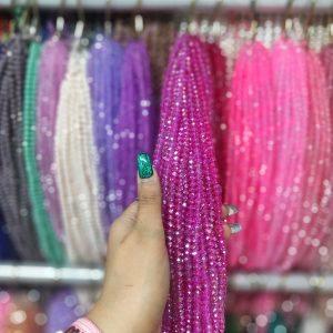 مهره کریستال تراش سایز 6 رنگ سرخابی تیره(ریسه ای)