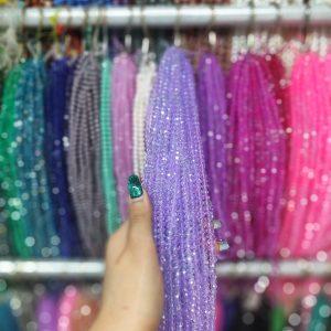 مهره کریستال تراش سایز 6 رنگ بنفش یاسی(ریسه ای)