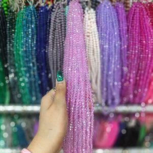 مهره کریستال تراش سایز 6 رنگ یاسی روشن(ریسه ای)