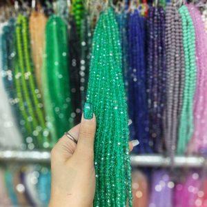 مهره کریستال تراش سایز 6رنگ سبز سیدی روشن هفت رنگ(ریسه ای)