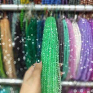 مهره کریستال تراش سایز 6رنگ سبز روشن هفت رنگ(ریسه ای)