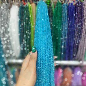 مهره کریستال تراش سایز 6رنگ آبی آسمانی (ریسه ای)
