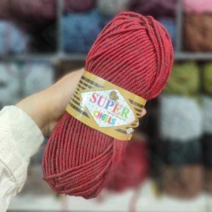 کاموا سوپر چلس (SUPER CHELLS) رنگ زرشکی (100گرمی)
