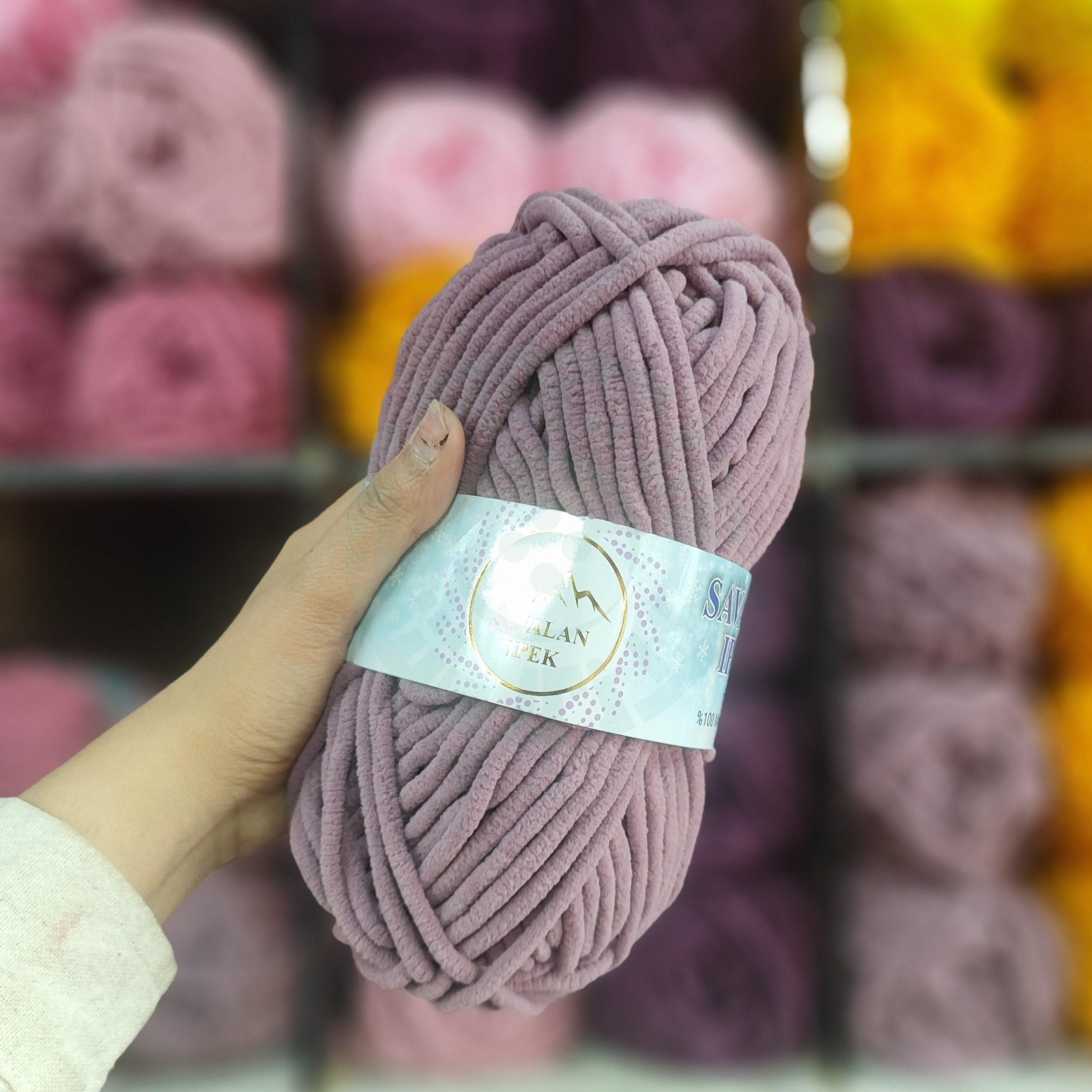 کاموا مخمل سالاوان رنگ یاسی (100گرمی)