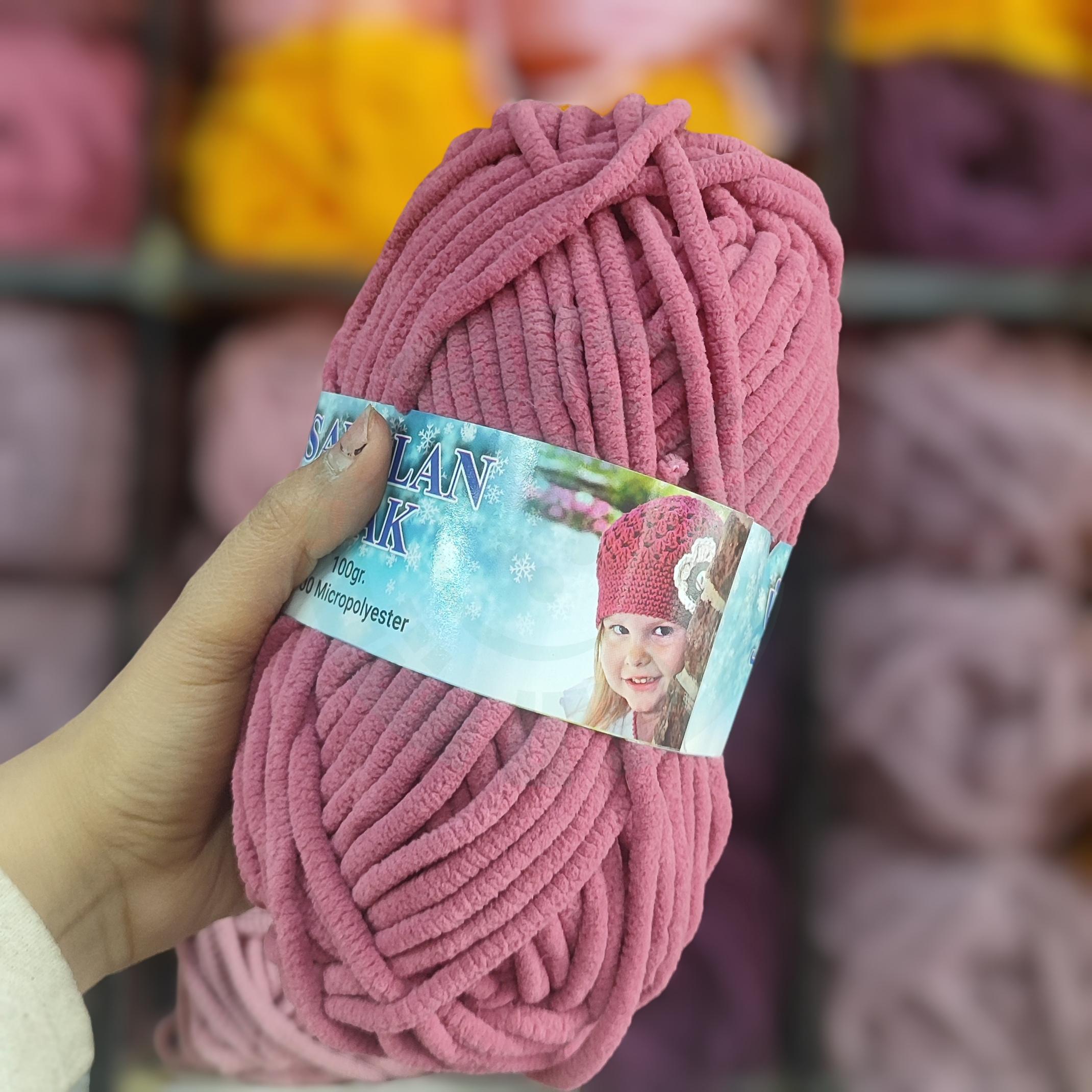 کاموا مخمل سالاوان رنگ صورتی(100گرمی)