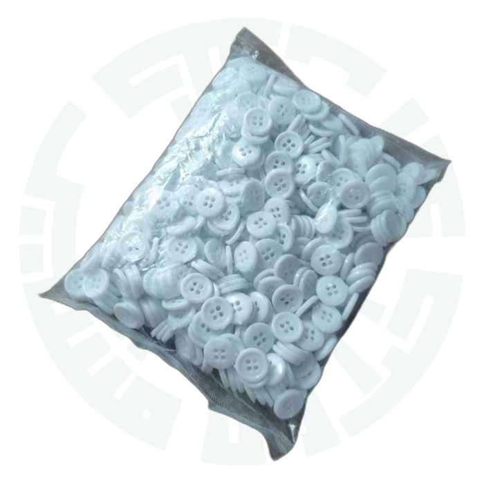 دکمه دوسوراخ پلاستیکی رنگ سفید (بسته576عددی)