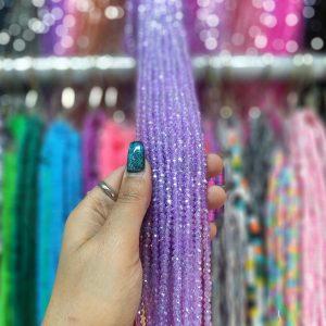 مهره کریستال تراش سایز 4 رنگ بنفش روشن هفت رنگ (ریسه ای)