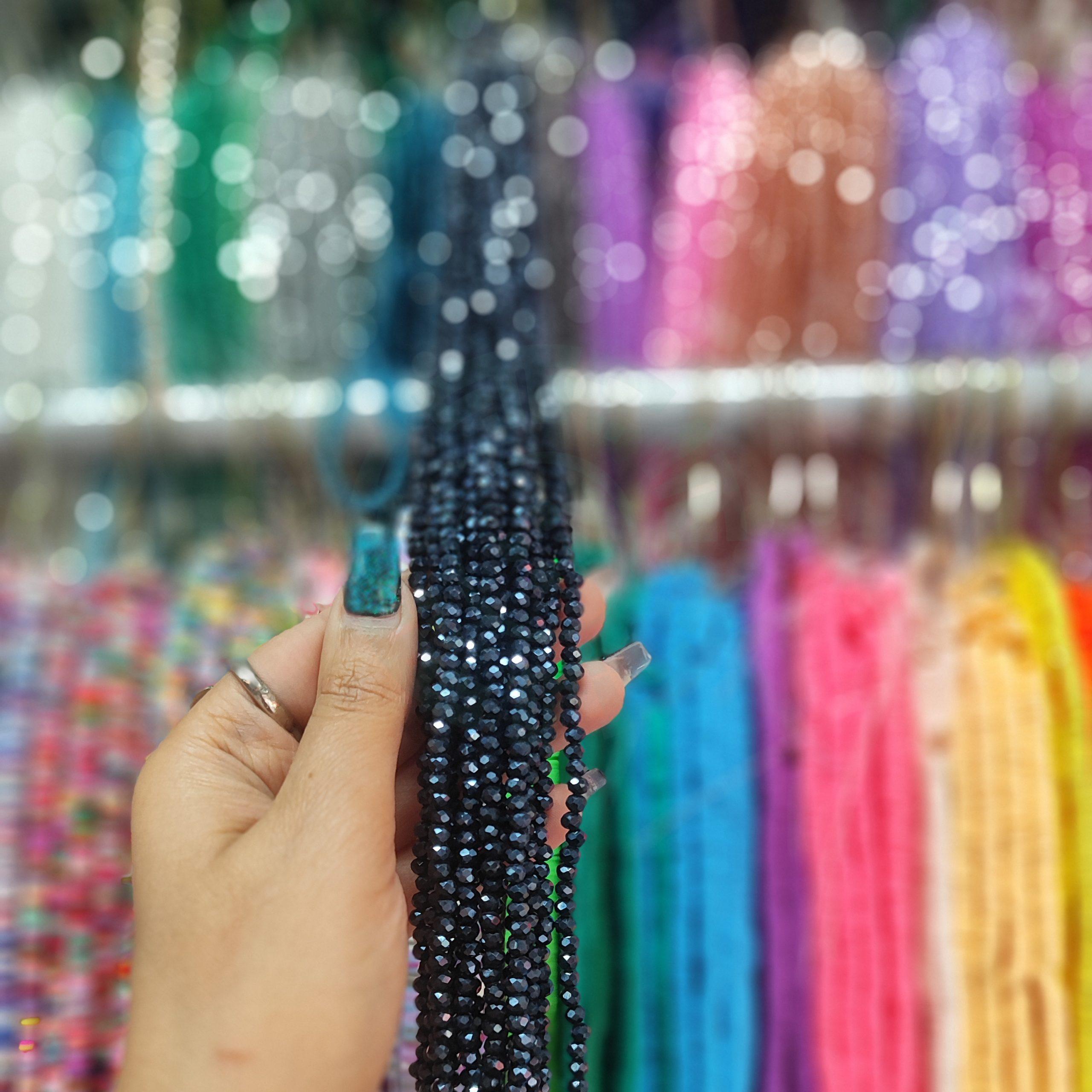 مهره کریستال تراش سایز 4 رنگ سربی (ریسه ای)