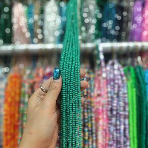 مهره کریستال تراش سایز 4 رنگ سبز فیروزه ای مات (ریسه ای)