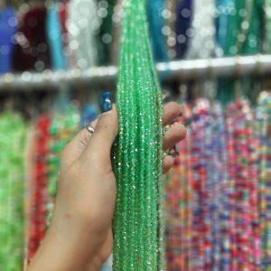 مهره کریستال تراش سایز 4 رنگ سبز روشن هفت رنگ (ریسه ای)