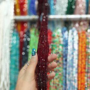 مهره کریستال تراش سایز 4 رنگ زرشکی مات (ریسه ای)