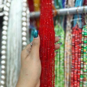 مهره کریستال تراش سایز 4 رنگ قرمز شیشه ای (ریسه ای)